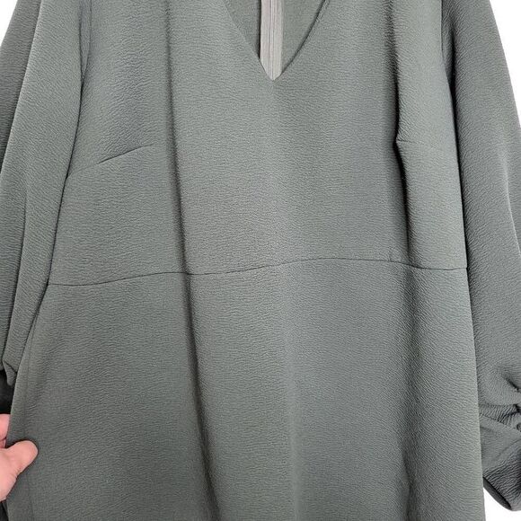 Eloquii Green Balloon Sleeves V Neck Dress Size 24 - Picture 7 of 11